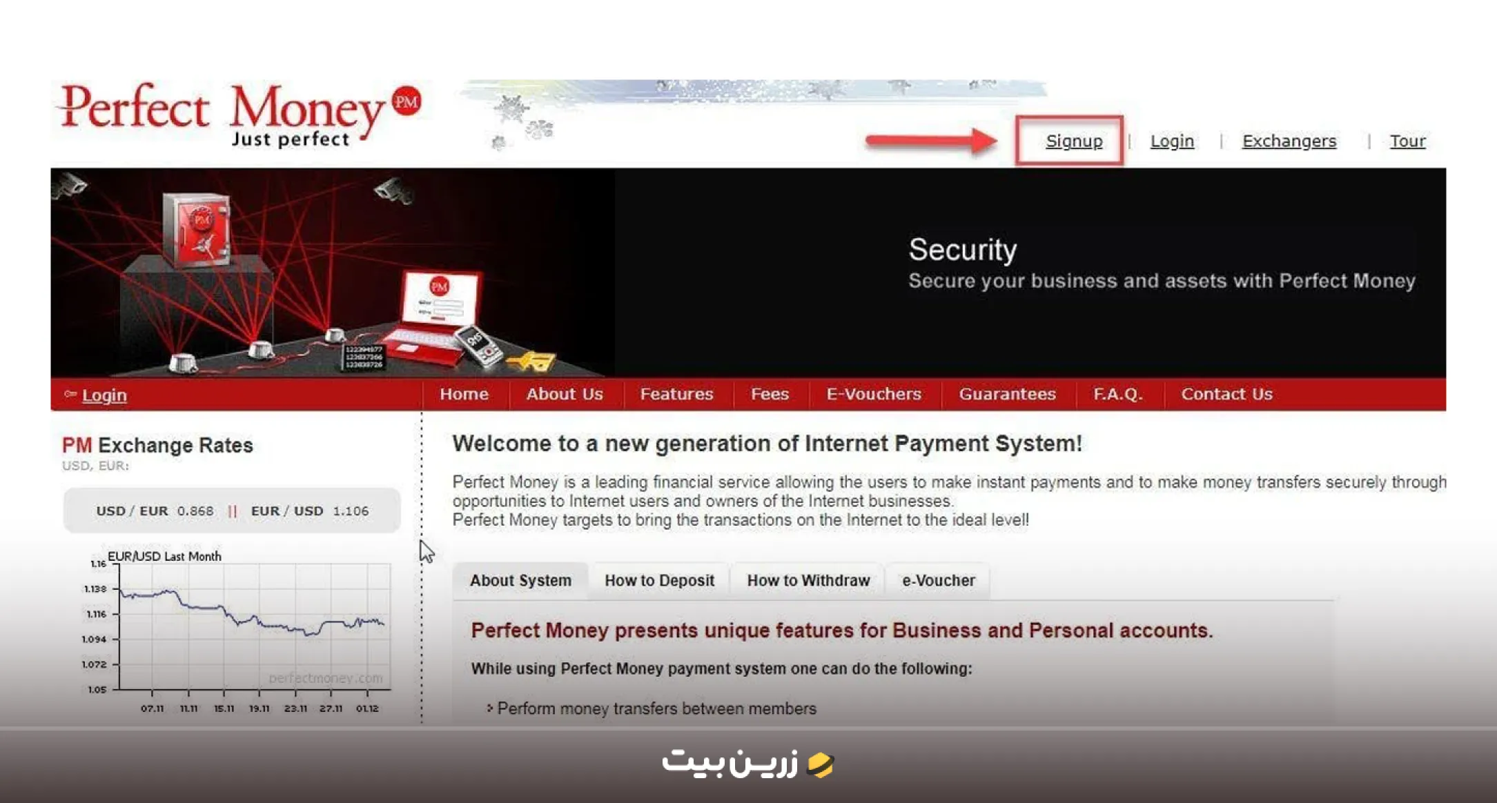 Sign Up در پرفکت مانی 