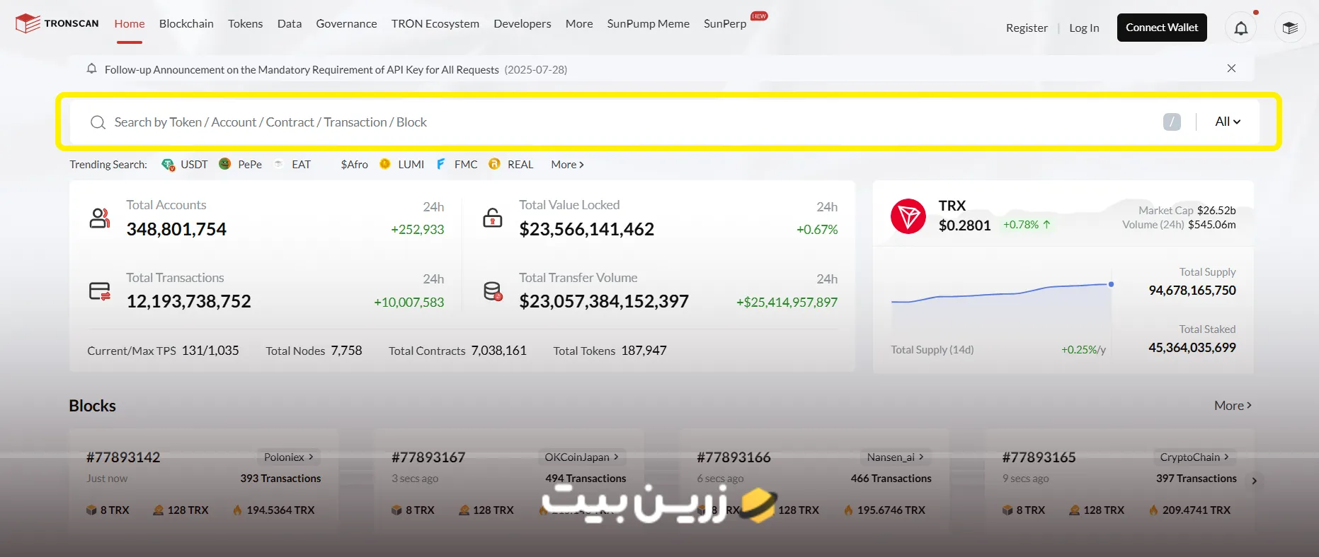 استعلام آدرس ولت در ترون اسکن